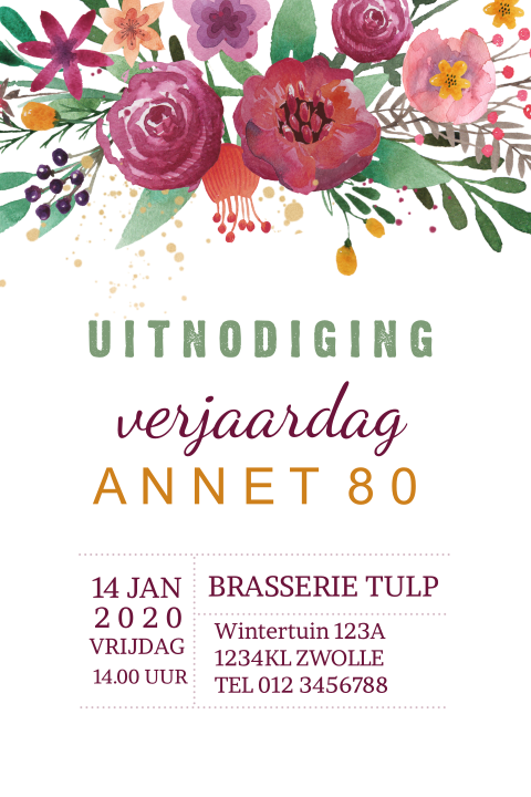 Moderne uitnodiging 80 jaar verjaardag vrouw